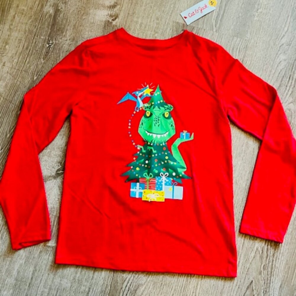 NWT Cat & Jack Christmas Long Sleeve Tee 12/14